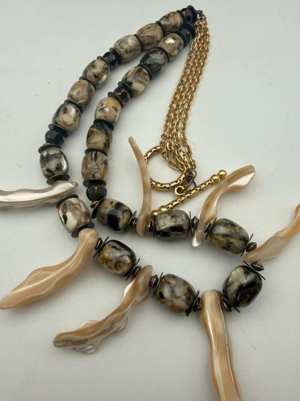 Genuine Coral Branch & Natural Shell Statement Necklace - Picture 11 of 11